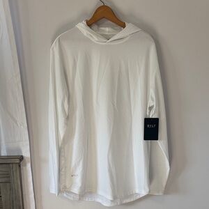 NWT BYLT Basics Men's White Hooded Long Sleeve Top